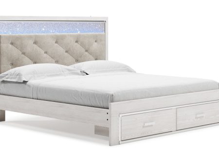 Altyra White King Upholstered Platform Storage Bed For Discount