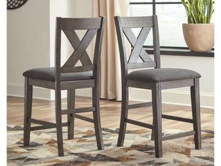 Caitbrook Gray Counter Height Upholstered Barstool, Set of 2 on Sale