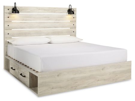 Cambeck Whitewash King Platform Bed with 2 Storage Drawers Fashion