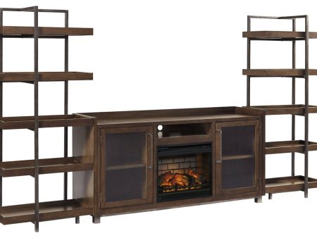 Starmore Brown Gunmetal 3-Piece Wall Unit with Electric Fireplace Fashion