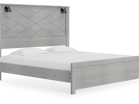 Cottonburg Light Gray White King Panel Bed Sale