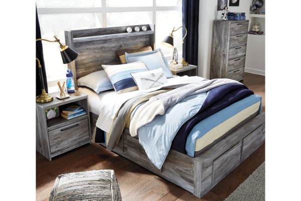 Baystorm Gray Full Panel Bed with 4 Storage Drawers Online now