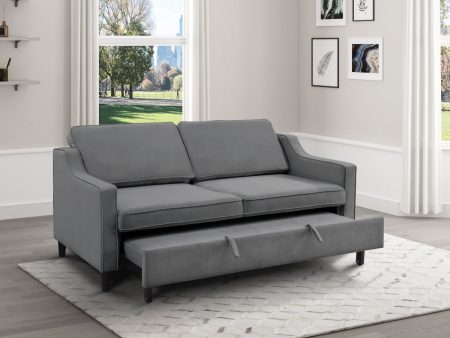 Adelia Dark Gray Velvet Convertible Studio Sofa with Pull-out Bed For Cheap