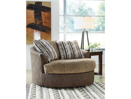 Alesbury Chocolate Oversized Swivel Accent Chair For Sale