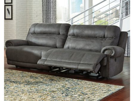 Austere Gray Reclining Sofa For Sale