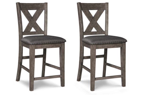 Caitbrook Gray Counter Height Upholstered Barstool, Set of 2 on Sale