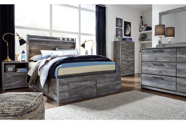 Baystorm Gray Full Panel Bed with 4 Storage Drawers Online now