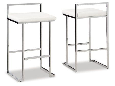 Madanere White Chrome Finish Bar Height Barstool, Set of 2 Fashion