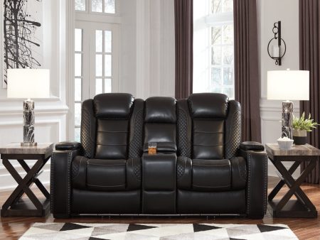 Party Time Midnight Power Reclining Loveseat with Console Hot on Sale