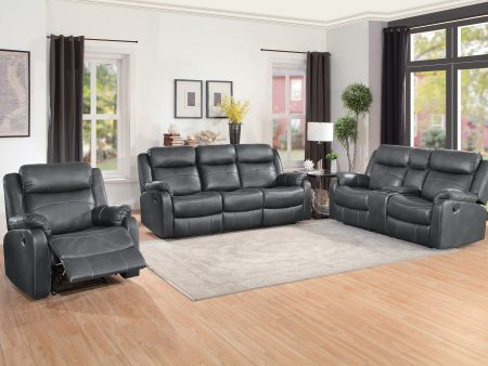 Yerba Gray Microfiber Double Lay Reclining Living Room Set Online Sale