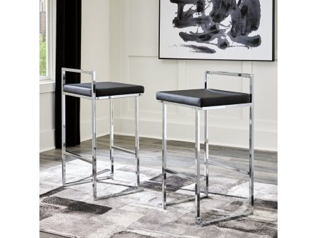 Madanere Black Chrome Finish Bar Height Barstool, Set of 2 Discount