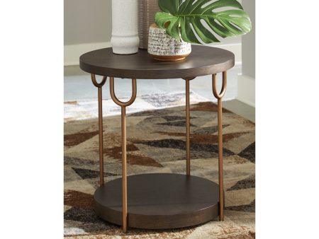 Brazburn Dark Brown Gold Finish End Table Sale