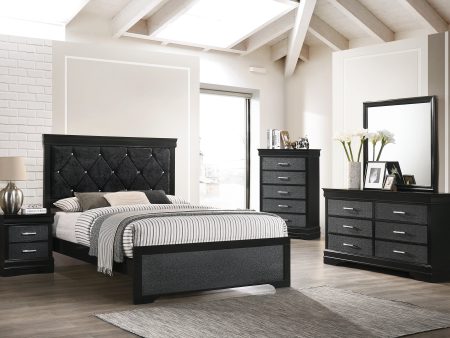 Amalia Black Upholstered Panel Bedroom Set Online Hot Sale