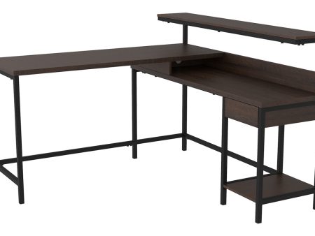 Camiburg Warm Brown Home Office L-Desk with Storage Online Hot Sale