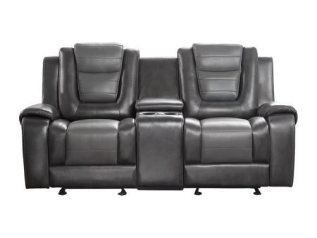 Briscoe Gray Reclining Loveseat With Console Discount