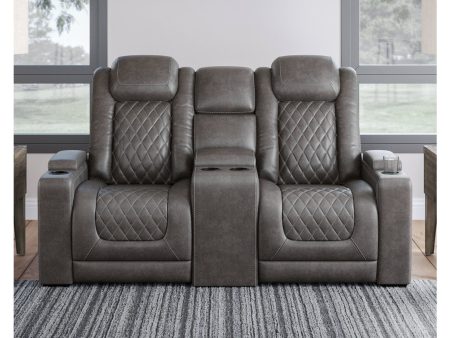 HyllMont Gray Power Reclining Loveseat with Console Discount