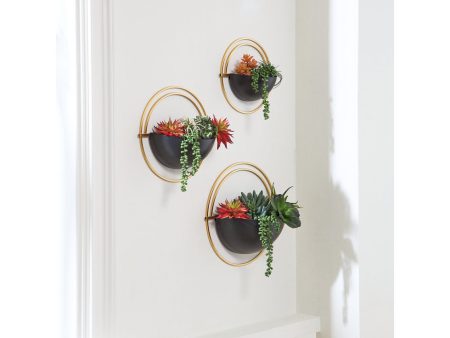 Tobins Black Gold Finish Wall Planter For Sale