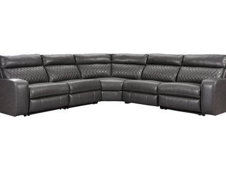 Samperstone Gray 5-Piece Power Reclining Sectional Online Hot Sale