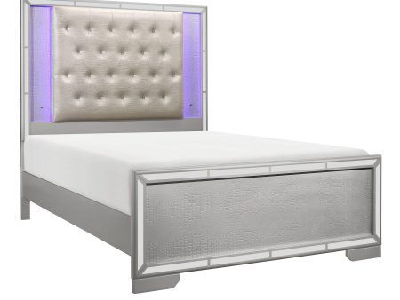 Aveline Silver King LED Upholstered Panel Bed Online