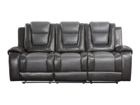 Briscoe Gray Reclining Sofa With Drop Down Table Supply