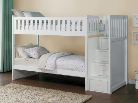 Galen White Twin Twin Step Bunk Bed For Sale