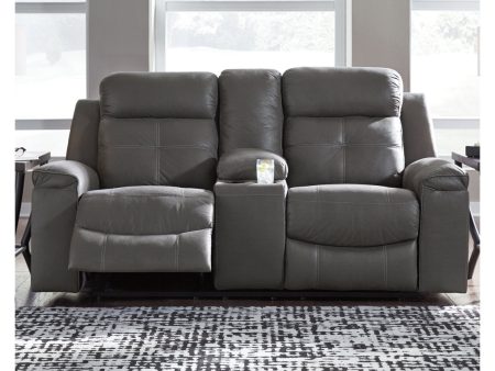 Jesolo Dark Gray Reclining Loveseat with Console Cheap