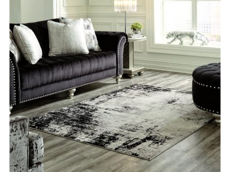 Zekeman Black Cream Gray Medium Rug Hot on Sale