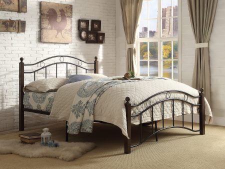 Averny Black Brown Full Metal Platform Bed Sale