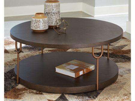 Brazburn Dark Brown Gold Finish Coffee Table Discount