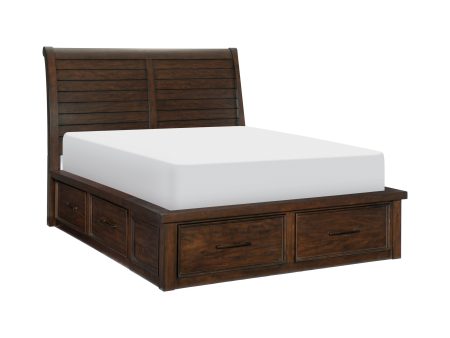 Logandale Brown King Sleigh Storage Platform Bed Cheap