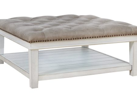 Kanwyn Whitewash Upholstered Ottoman Coffee Table Cheap