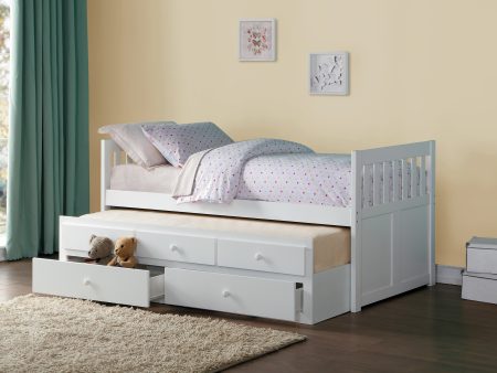 Galen White Twin Captains Trundle Bed For Sale