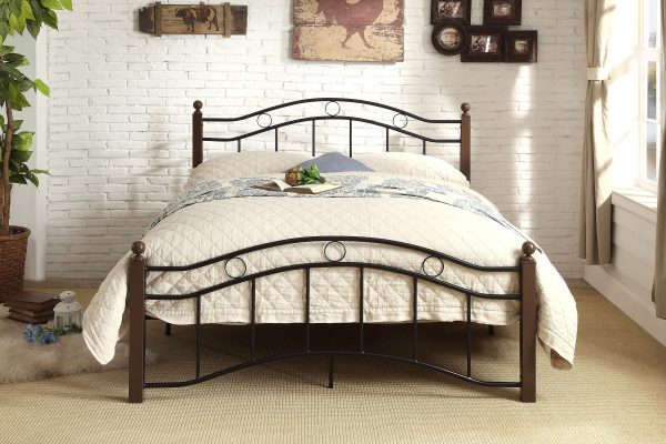 Averny Black Brown Full Metal Platform Bed Sale