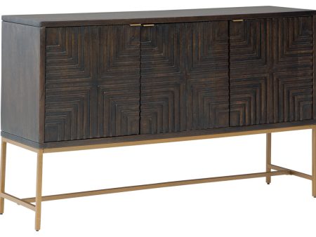 Elinmore Brown Gold Finish Accent Cabinet For Discount