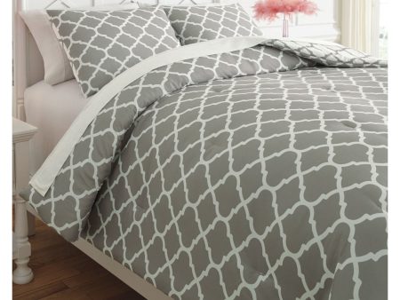 Media Gray White 3-Piece Full Comforter Set Online Sale