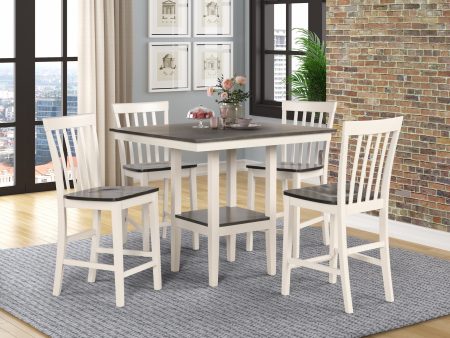 Broody White Gray 5-Piece Counter Height Dining Set For Sale