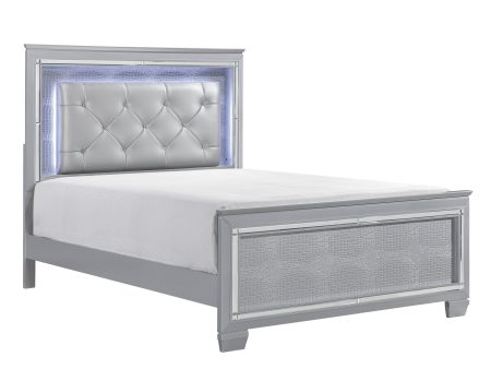 Allura Silver Full LED Upholstered Panel Bed Fashion