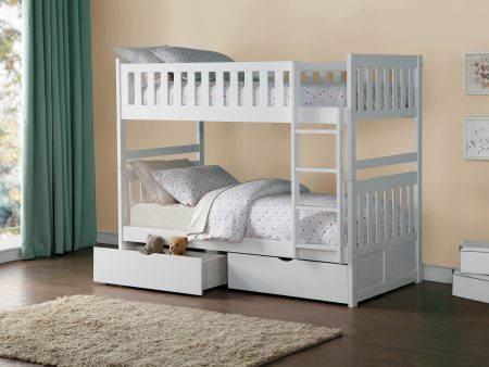 Galen White Twin Twin Bunk Bed with Storage Boxes Online Sale