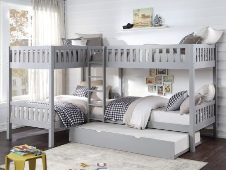 Orion Gray Twin Corner Bunk Bed with Twin Trundle on Sale