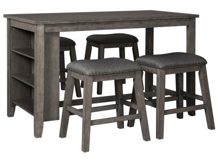 Caitbrook Gray 5-Piece Counter Height Set w  Stools For Sale