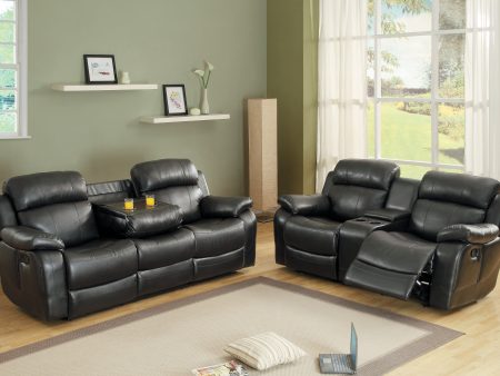 Marille Black Bonded Leather Reclining Living Room Set Online Sale