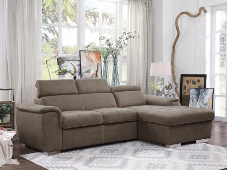 Ferriday Taupe Storage Sleeper Sectional For Cheap