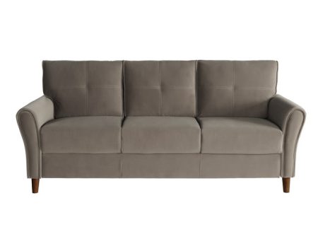 Dunleith Light Brown Velvet Sofa For Discount