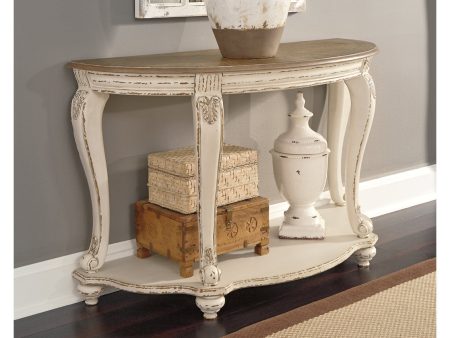 Realyn White Brown Sofa Table on Sale