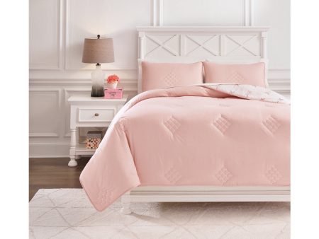 Lexann Pink White Gray Full Comforter Set Discount