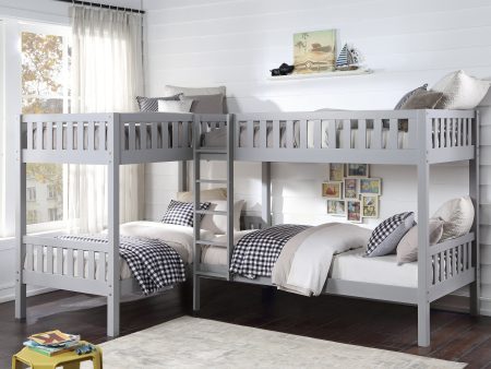 Orion Gray Twin Corner Bunk Bed For Cheap