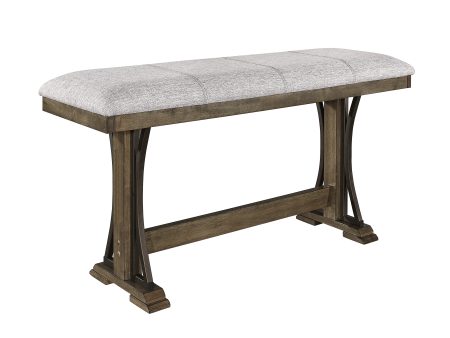 Quincy Grayish Brown Counter Height Dining Bench on Sale