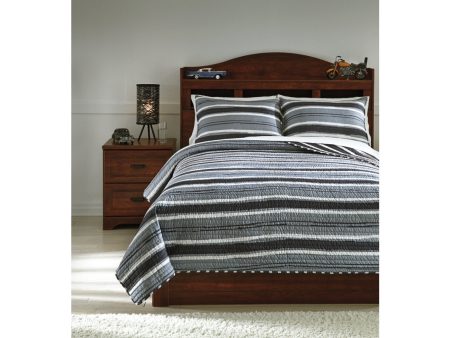 Merlin Gray Cream 3-Piece Full Coverlet Set on Sale