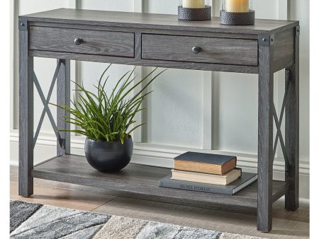 Freedan Grayish Brown Sofa Console Table on Sale