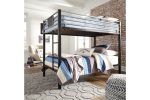 Dinsmore Black Gray Twin over Twin Bunk Bed with Ladder Supply